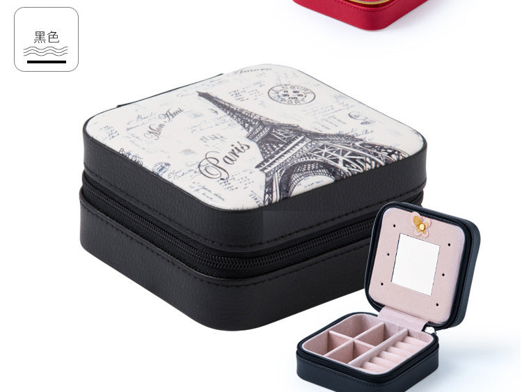 Women Jewelry Organizer Box PU Leather Travel Makeup Cosmetic