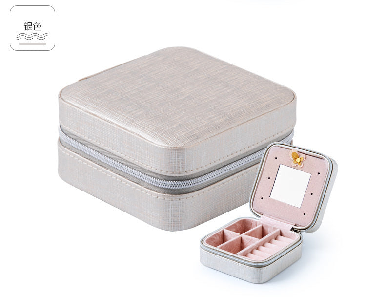 Women Jewelry Organizer Box PU Leather Travel Makeup Cosmetic