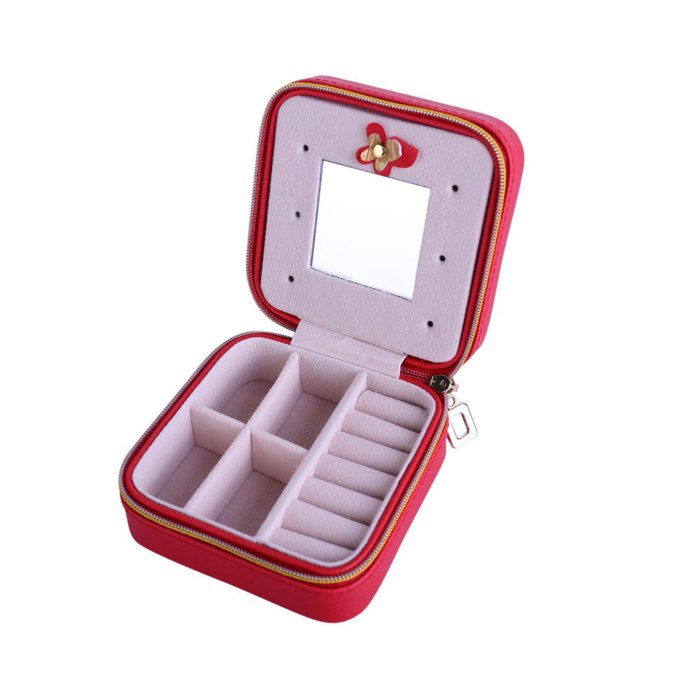 Women Jewelry Organizer Box PU Leather Travel Makeup Cosmetic