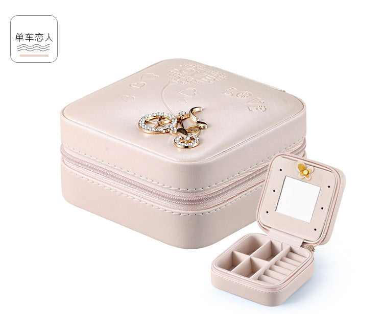 Women Jewelry Organizer Box PU Leather Travel Makeup Cosmetic