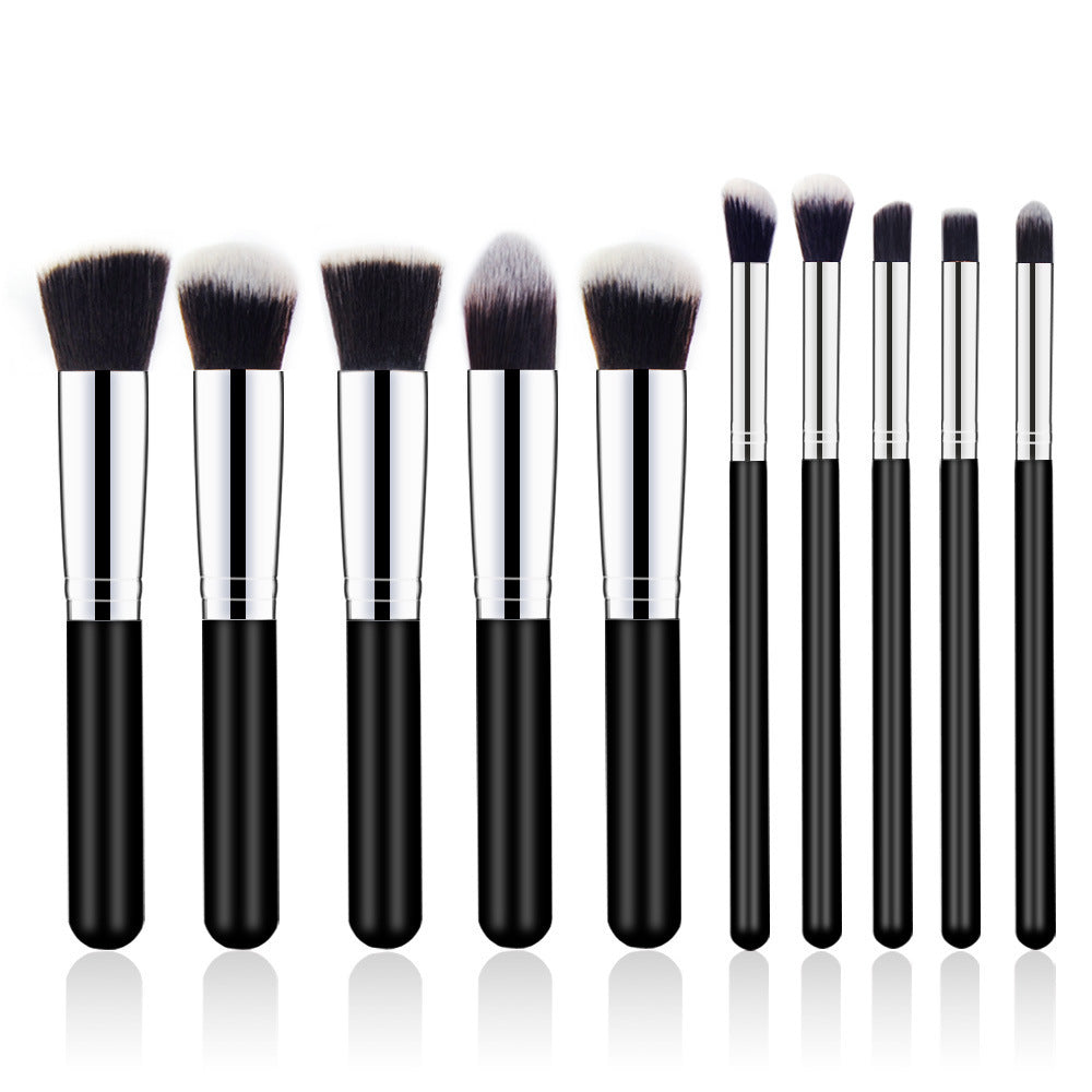 Wooden Handle Cosmetic Brush 10 Pcs Suit
