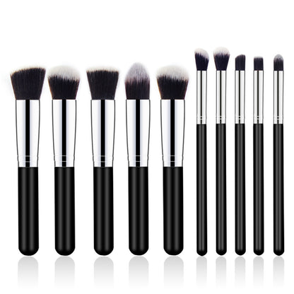 Wooden Handle Cosmetic Brush 10 Pcs Suit
