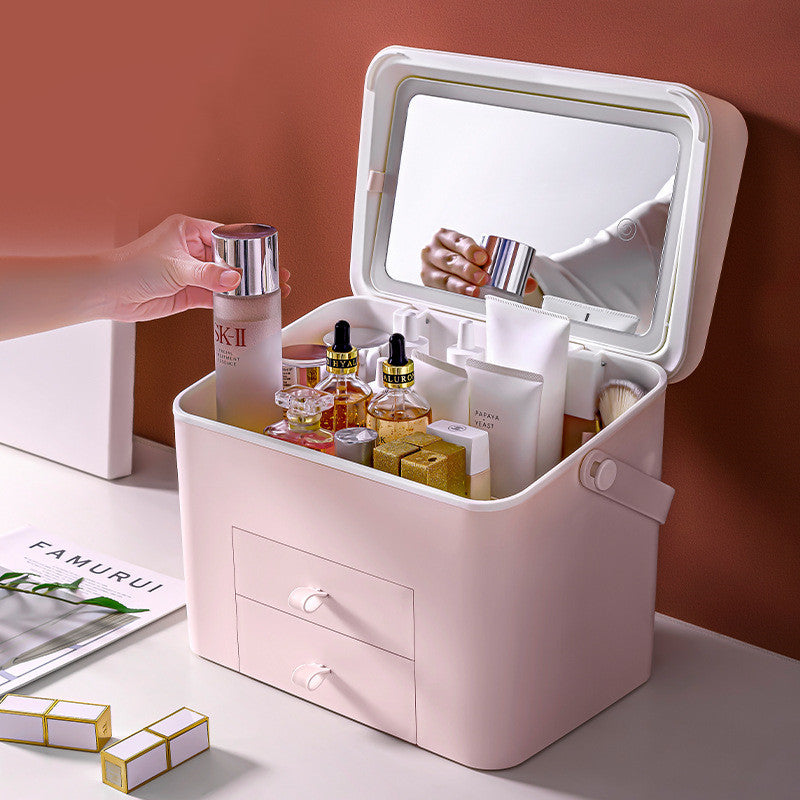 Large Capacity with Mirror Cosmetic Bag