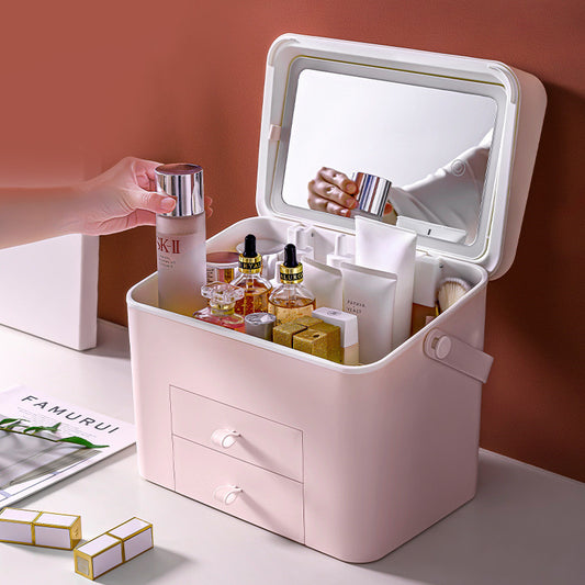 Large Capacity with Mirror Cosmetic Bag