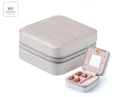 Women Jewelry Organizer Box PU Leather Travel Makeup Cosmetic
