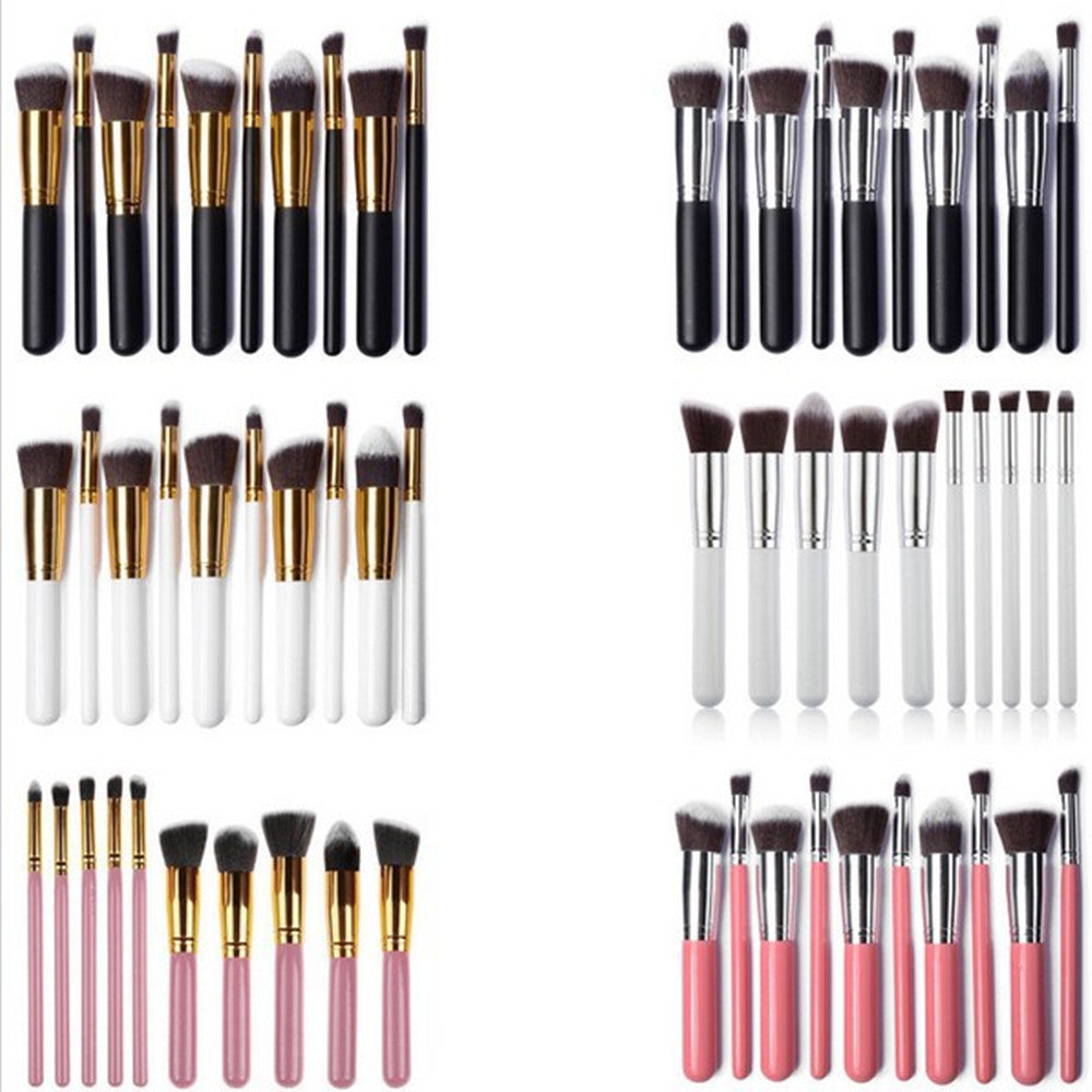 Wooden Handle Cosmetic Brush 10 Pcs Suit