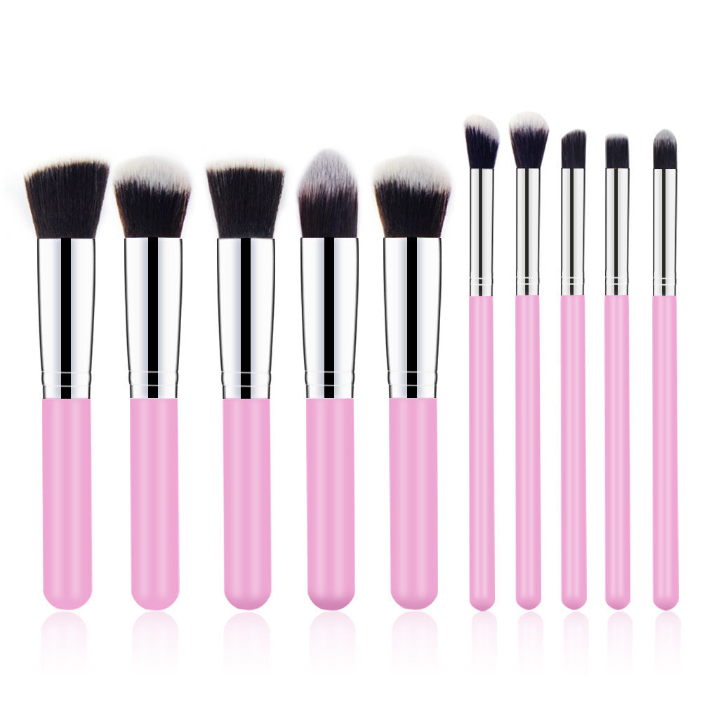 Wooden Handle Cosmetic Brush 10 Pcs Suit