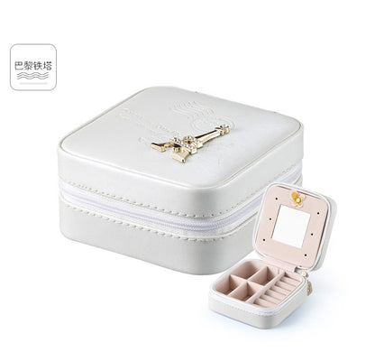 Women Jewelry Organizer Box PU Leather Travel Makeup Cosmetic