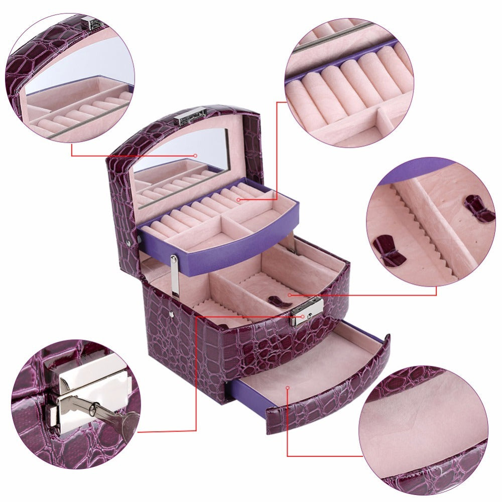 3 Layers Jewelry Boxes And Packaging Leather Makeup