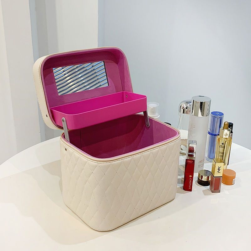 Portable Cosmetic Bag With Mirror Design Fashion