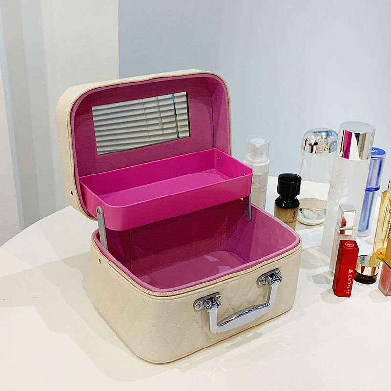 Portable Cosmetic Bag With Mirror Design Fashion